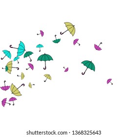 Pretty summer background with umbrellas. Umbrellas In Cartoon Free Style. Pattern Art Illustration Vector
