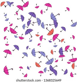 Pretty summer background with umbrellas. Umbrellas In Cartoon Free Style. Pattern Art Illustration Vector
