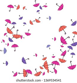 Pretty summer background with umbrellas. Umbrellas In Cartoon Free Style. Pattern Art Illustration Vector
