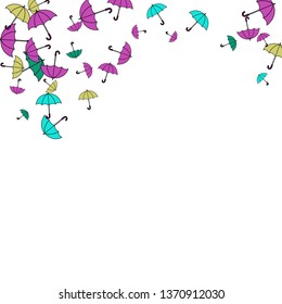 Pretty summer background with umbrellas. Umbrellas In Cartoon Free Style. Pattern Art Illustration Vector
