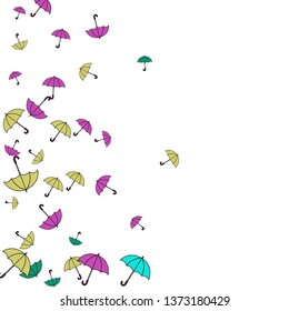Pretty summer background with umbrellas. Umbrellas In Cartoon Free Style. Pattern Art Illustration Vector
