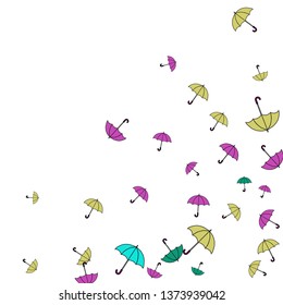 Pretty summer background with umbrellas. Umbrellas In Cartoon Free Style. Pattern Art Illustration Vector
