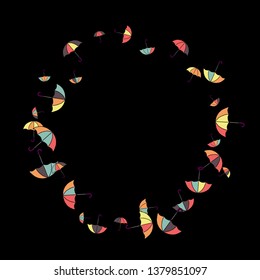 Pretty summer background with umbrellas. Umbrellas In Cartoon Free Style. Pattern Art Illustration Vector