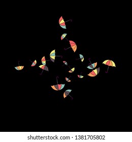 Pretty summer background with umbrellas. Umbrellas In Cartoon Free Style. Pattern Art Illustration Vector