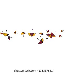 Pretty summer background with umbrellas. Umbrellas In Cartoon Free Style. Pattern Art Illustration Vector