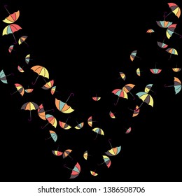 Pretty summer background with umbrellas. Umbrellas In Cartoon Free Style. Pattern Art Illustration Vector