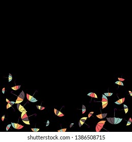 Pretty summer background with umbrellas. Umbrellas In Cartoon Free Style. Pattern Art Illustration Vector