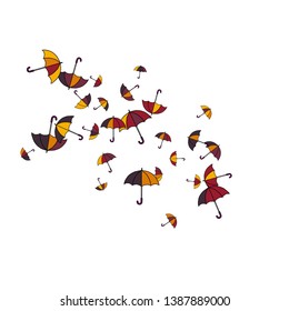 Pretty summer background with umbrellas. Umbrellas In Cartoon Free Style. Pattern Art Illustration Vector