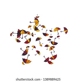 Pretty summer background with umbrellas. Umbrellas In Cartoon Free Style. Pattern Art Illustration Vector