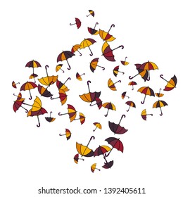 Pretty summer background with umbrellas. Umbrellas In Cartoon Free Style. Pattern Art Illustration Vector