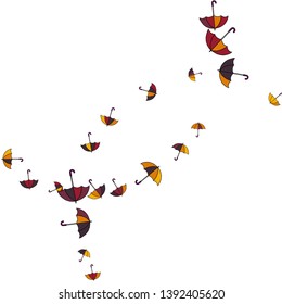 Pretty summer background with umbrellas. Umbrellas In Cartoon Free Style. Pattern Art Illustration Vector