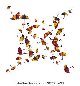 Pretty summer background with umbrellas. Umbrellas In Cartoon Free Style. Pattern Art Illustration Vector