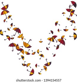 Pretty summer background with umbrellas. Umbrellas In Cartoon Free Style. Pattern Art Illustration Vector
