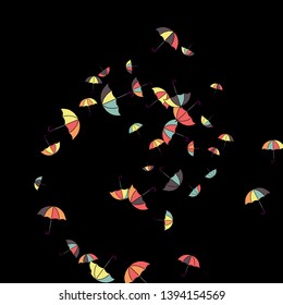 Pretty summer background with umbrellas. Umbrellas In Cartoon Free Style. Pattern Art Illustration Vector
