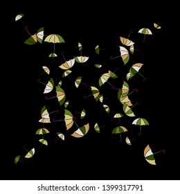 Pretty summer background with umbrellas. Umbrellas In Cartoon Free Style. Pattern Art Illustration Vector
