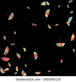 Pretty summer background with umbrellas. Umbrellas In Cartoon Free Style. Pattern Art Illustration Vector
