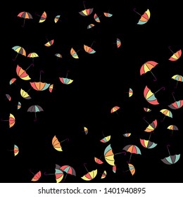 Pretty summer background with umbrellas. Umbrellas In Cartoon Free Style. Pattern Art Illustration Vector
