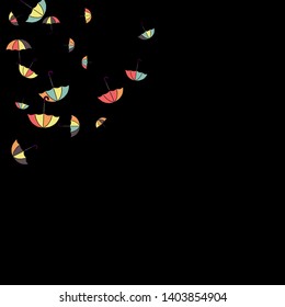 Pretty summer background with umbrellas. Umbrellas In Cartoon Free Style. Pattern Art Illustration Vector
