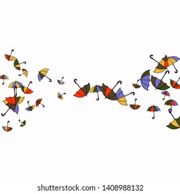 Pretty summer background with umbrellas. Umbrellas In Cartoon Free Style. Pattern Art Illustration Vector
