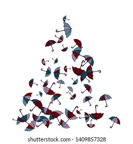Pretty summer background with umbrellas. Umbrellas In Cartoon Free Style. Pattern Art Illustration Vector
