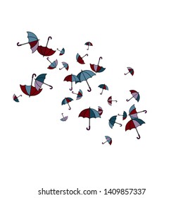 Pretty summer background with umbrellas. Umbrellas In Cartoon Free Style. Pattern Art Illustration Vector
