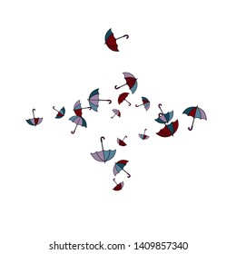 Pretty summer background with umbrellas. Umbrellas In Cartoon Free Style. Pattern Art Illustration Vector
