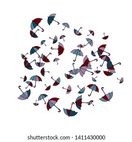 Pretty summer background with umbrellas. Umbrellas In Cartoon Free Style. Pattern Art Illustration Vector

