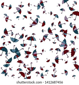 Pretty summer background with umbrellas. Umbrellas In Cartoon Free Style. Pattern Art Illustration Vector
