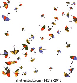 Pretty summer background with umbrellas. Umbrellas In Cartoon Free Style. Pattern Art Illustration Vector
