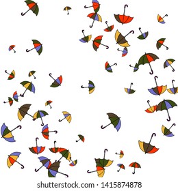 Pretty summer background with umbrellas. Umbrellas In Cartoon Free Style. Pattern Art Illustration Vector
