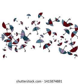 Pretty summer background with umbrellas. Umbrellas In Cartoon Free Style. Pattern Art Illustration Vector
