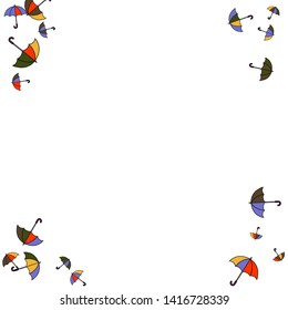 Pretty summer background with umbrellas. Umbrellas In Cartoon Free Style. Pattern Art Illustration Vector
