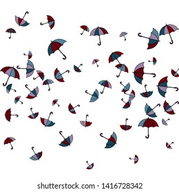 Pretty summer background with umbrellas. Umbrellas In Cartoon Free Style. Pattern Art Illustration Vector
