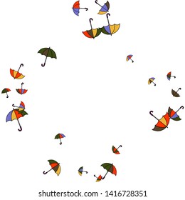 Pretty summer background with umbrellas. Umbrellas In Cartoon Free Style. Pattern Art Illustration Vector
