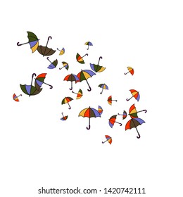 Pretty summer background with umbrellas. Umbrellas In Cartoon Free Style. Pattern Art Illustration Vector
