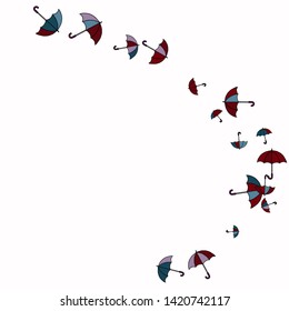 Pretty summer background with umbrellas. Umbrellas In Cartoon Free Style. Pattern Art Illustration Vector
