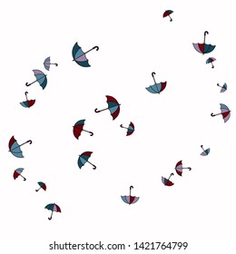 Pretty summer background with umbrellas. Umbrellas In Cartoon Free Style. Pattern Art Illustration Vector
