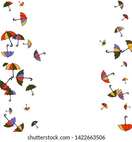 Pretty summer background with umbrellas. Umbrellas In Cartoon Free Style. Pattern Art Illustration Vector
