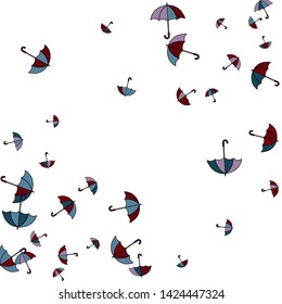 Pretty summer background with umbrellas. Umbrellas In Cartoon Free Style. Pattern Art Illustration Vector
