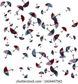 Pretty summer background with umbrellas. Umbrellas In Cartoon Free Style. Pattern Art Illustration Vector
