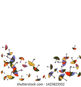 Pretty summer background with umbrellas. Umbrellas In Cartoon Free Style. Pattern Art Illustration Vector
