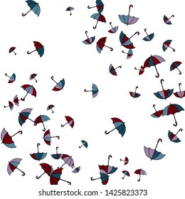 Pretty summer background with umbrellas. Umbrellas In Cartoon Free Style. Pattern Art Illustration Vector
