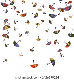 Pretty summer background with umbrellas. Umbrellas In Cartoon Free Style. Pattern Art Illustration Vector
