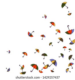 Pretty summer background with umbrellas. Umbrellas In Cartoon Free Style. Pattern Art Illustration Vector
