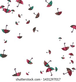 Pretty summer background with umbrellas. Umbrellas In Cartoon Free Style. Pattern Art Illustration Vector
