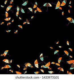 Pretty summer background with umbrellas. Umbrellas In Cartoon Free Style. Pattern Art Illustration Vector
