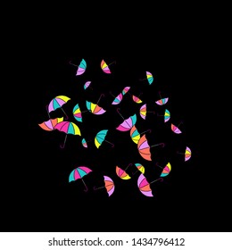 Pretty summer background with umbrellas. Umbrellas In Cartoon Free Style. Pattern Art Illustration Vector
