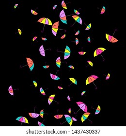 Pretty summer background with umbrellas. Umbrellas In Cartoon Free Style. Pattern Art Illustration Vector
