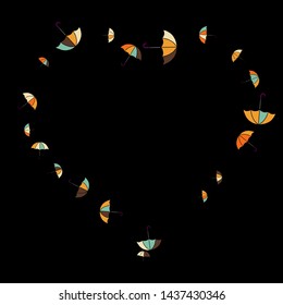 Pretty summer background with umbrellas. Umbrellas In Cartoon Free Style. Pattern Art Illustration Vector
