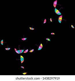 Pretty summer background with umbrellas. Umbrellas In Cartoon Free Style. Pattern Art Illustration Vector
